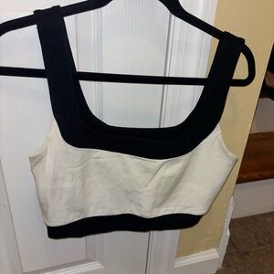 Express Black and Cream Body Contour Top